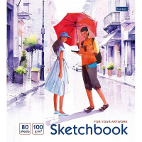 Скетчбук А5 16,5х20см 80л 100г/м2 "Акварельные истории" на закрытом гребне, твердая обложка 087775