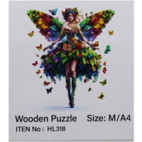 Пазл 14х12,5см дерево M "Девушка-бабочка" HL318/11338-24