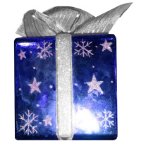 Ёлочное украшение "Подарок" 15*15см синий, пластик Y311-12