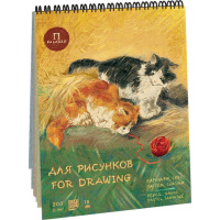 Альбом д/эскизов А4 18л крафт 200г/м2 "Котята" на спирали, картонная подложка (3 цвета) АЛ-6857