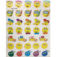 Наклейка школьная "Оценки. Смайлики ассорти" 35шт. 8 листов (35шт-2см) BSD-A208