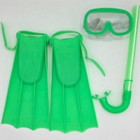 Набор д/плавания (ласты, маска, трубка, беруши) размер L, зеленый Y10925-24