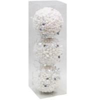 Набор шаров 80мм 3шт белый с шариками и пайетками A1-31558W+S8