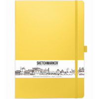 Скетчбук 21х30см 80л 140г/м2 лимонный, на резинке, твердая обложка "Sketchmarker" 2314304SM