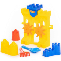 Набор д/песка №466 (мельница "Крепость", лопатка №5, грабельки №5, 3 формочки) 45102