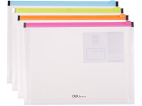 Папка на молнии А4 0,18мм прозрачная с расширением, 4 цвета молнии Е38975