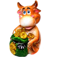 Статуэтка Бык с деньгами 3,5х3,5х5см 4 вида BY848
