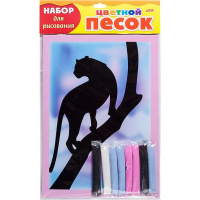 Картина из песка "Черная пантера" А4 (цветной песок, блестки) РП4бл_17006/048709