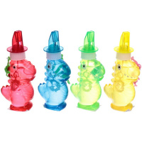 Мыльные пузыри "Динозавр" 15см, 2 отверстия, 4 цвета, со свистком PS2624