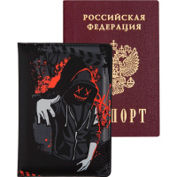 Обложка д/паспорта вертикальная 14х10см "Hoodie Man" искусственная кожа с поролоном 1030412