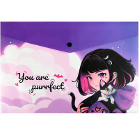 Папка-конверт на кнопке "Брюнетка на закате" A4 полипропилен, 0,15мм 69301