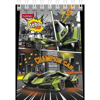 Блокнот А7 40л "Авто чемпион" клетка, на спирали, 6 дизайнов 081181