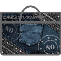Папка с ручками А3 470х335х50мм "Креативный Джинс" на молнии пластик ПМ-А3-26