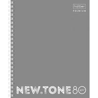 Тетрадь А5 80л клетка "NEWtone Neon Серый жемчуг" 80гр/м2 на спирали глянцевая ламинация 067713