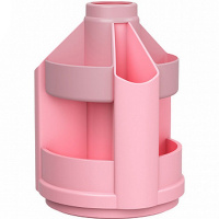 Подставка-органайзер "Mini Desk.Pastel" 14,5х14,5х10,5см 10 отделений, пластик, вращающийся, розовая