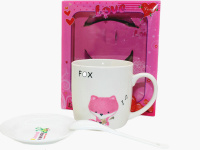 Набор чайный "Чайная пара" с ложкой, керамика, 4 вида Y8213-19