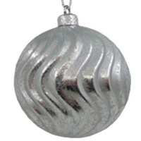 Шар 80мм с узором, серебро Y6637-18