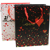 Пакет подарочный "Сердца" 26х32х12см 3 цвета 11514-24