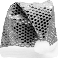 Колпак Деда Мороза 28х37см с блестящими ромбиками, серебро Y10230-24