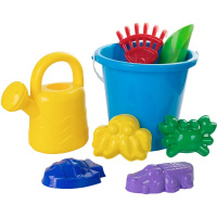 Набор д/песка №32 (ведро большое, совок, грабли, 4 формочки, лейка) 25х21х19см в сетке 15591/АТ