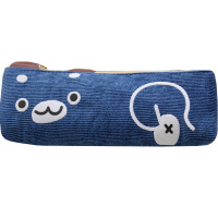 Пенал "Забавные животные" 19х6,5х5,5см треугольный, 1 отделение, вельвет, синий BB2391