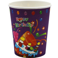 Набор стаканов 0,2л "Happy Birthday" 10шт фиолетовые, картон Y11004-24