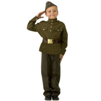 Карн.костюм Солдат р.32 рост 122см (рубашка, брюки, пилотка) текстиль 8008-122-64