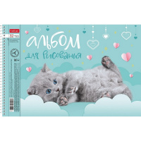 Альбом для рисования А4 32л "Пушистые мордочки" на спирали перфорация на отрыв 5 дизайнов 085220