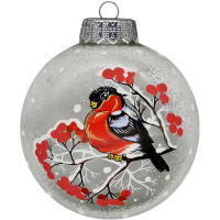 Шар 100мм "Задумчивый снегирь" в подарочной упаковке КУ-100-204102