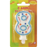 Свеча д/торта "Голубое конфетти" 8, 7см 107561