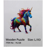 Пазл 16х14см дерево L "Разноцветный единорог" HL128/11339-24