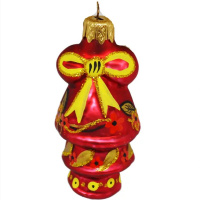 Ёлочное украшение "Колокольчик с бантом Народные Узоры" h-10см в подарочной упаковке ФУ-263/Н