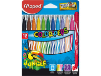 Фломастеры 12 цветов "Jungle" смываемые, картон 845420