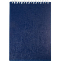 Блокнот А5 80л "Canvas. Синий" клетка, на спирали, пластиковая обложка 081521