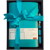 Набор подарочный "Megapolis Velvet Flex" (ежедневник А5 272стр. морская волна + ручка шариковая)