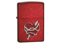 Зажигалка Heart attack металлл, красная 21 081