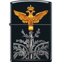 Зажигалка "Двуглавый орёл" 38x13x57мм латунь/сталь, чёрная, матовая 218/48919