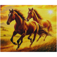 Алмазная мозаика 30х40см "Пара лошадей" полная выкладка 89493