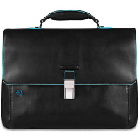 Портфель "Blue Square" 41х30х10см, 1 отделение, черный, натуральная кожа CA3111B2/N