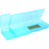 Пенал 23х7х2см, пластик, 2 отделения, прозрачный голубой Y9357-19