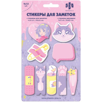 Клейкая закладка бумажная 46х40/20х60мм 108л "Коты" цвет ассорти, фигурная 65204