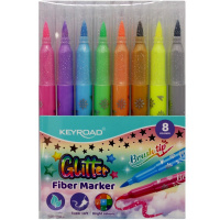 Фломастеры-кисть 8 цветов "Glitter" с блестками, пластиковый блистер KR973324