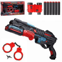 Набор оружия 53х27см 4 предмета пластик (пистолет, патроны 6шт, наручники, бинокль) JB0208895