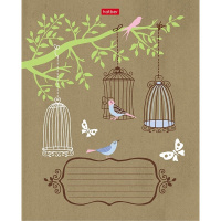 Тетрадь А5 24л клетка "Маленькие птички" на скобе крафт 5 дизайнов 24Т5В1/068449