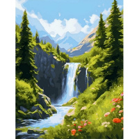Живопись по номерам (акрил) 40х50см "Водопад в лесу" сложность 3, холст на подрамнике МСА2103