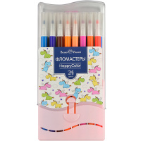 Фломастеры 24 цвета "HappyColor" в пластиковом пенале, 2 вида 32-0045