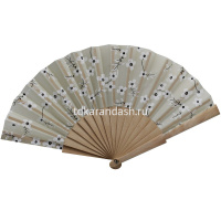 Веер 23см сакура бежевый, ткань/дерево Y10618-24