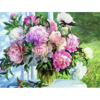 Алмазная мозаика 30х40см "Пионы" полная выкладка GB71720