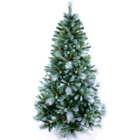 Ель "Мендоза" 1,83м с инеем и шишками, зеленая MDZI-183