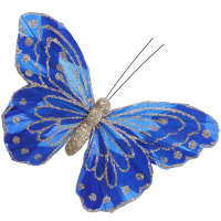 Украшение декоративное "Бабочка" 13,5х10см, синий/золото полиэстер 374-464